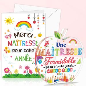 Kalanka-Idee Cadeau Maitresse École Fin D'année, Plaque Acrylique Cadeau Merci Maîtresse Carte Avec Enveloppe Pour Maternelle Remerciement Cadeau Institutrice Enseignante, Merci Pour Cette Année - Neuf