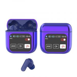 Ecouteurs Bluetooth Sport Sans Fil Ecran Tactile ANC ENC Waterproof Blanc Violet 2 YONIS - Neuf