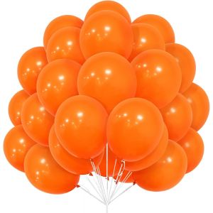 Ballons Orange,30 pcs Ballons Orange en Latex 12 pouces 30,5 cm Ballon Orange avec Ruban pour Femmes Garçons Filles Anniversaire fête Halloween pique-nique douche de Mariage Décorations du Carnaval - Neuf