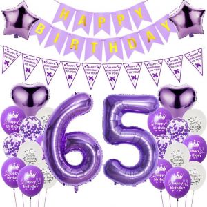 Violet Ballons 65 Ans Anniversaire, 65 Ans Décorations Anniversaire Femme, Ballons Anniversaire 65 Ans Violet, Ballon 65 Ans Femme, Ballon Violet 65 Ans Femme Anniversaire,65 Ans Violet Ballon - Neuf