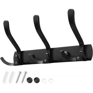 Porte Manteau Mural Patere Murale avec 3 Crochets Triples Noir Haute Capacit&eacute; de Charge Durable et R&eacute;sistant Gain de Place Optimal pour Entr&eacute;e, Chambre, Salle de Bain, Cuisine - Neuf