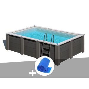 Kit piscine composite Gr&eacute; Avant-Garde carr&eacute;e 4,55 x 3,15 x 1,26 m + B&acirc;che &agrave; bulles - Neuf