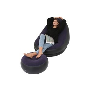 Ensemble canap&eacute; gonflable avec repose-pieds et pouf - Violet - Neuf