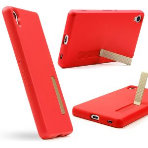 KAL-&reg; Clip Cover - Coque Avec Support | Samsung Galaxy A3 2016 | Tpu Souple Et L&eacute;ger Rouge | Housse Doux Back Case Stand Arri&egrave;re Mince - Neuf