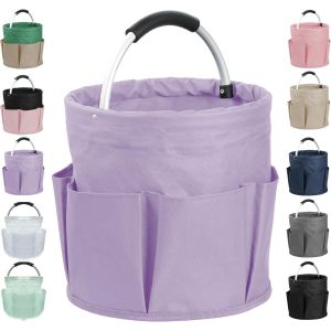 Ulteronixshop-17L Panier Douche avec Poign&eacute;e, Sac a Outils Pliable avec 6 Poches, Panier Pique Nique Portable en Tissu Oxford 600D, Panier Rangement pour les Voyages, le Nettoyage, Violet - Neuf