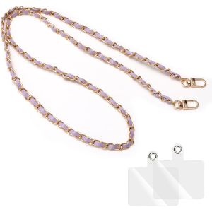 KAL-Cordon Sac &Agrave; Main En Pu Cuir Aluminium Lani&egrave;re Universelle Longue Dragone Anti-Perte Bandouliere Longue,Chaine Telephone Portable Tour Cou Avec 2 Patch Rechange De Plupart Des Smartphones - Neuf