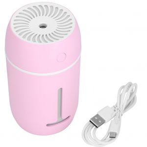 HJLIAN Humidificateur ultrasonique portable avec lumiere LED coloree et cable USB pour voiture et bureau, rose - Neuf