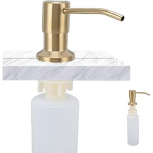 Distributeur de Savon intégré,Distributeur de Savon d'évier en Acier Inoxydable de 300 ML avec rallonge de 1 m et Pompe de Recharge pour comptoir de Cuisine,Fournitures de Salle de Bain (Or) - Neuf