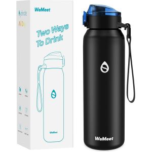 Gourde Isotherme Avec Paille Amovible 1l,1000ml Bouteille Isotherme Étanche Sans Bpa, 18/10 Gourde Inox Anti-Fuite Pour Sport, Gym, Voyage - Neuf
