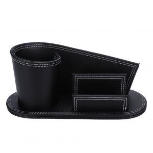 Porte-stylo et porte-cartes de visite en cuir synthetique noir - Neuf