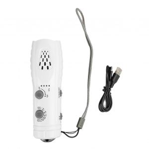 Manivelle Lampe de poche Radio Portable Multifonctionnel Support AM FM SOS Alerte Lampe de poche Radio pour la maison Extérieur Blanc - Neuf