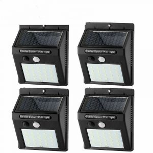 Lot De 4 Appliques Murales D'extérieur Étanches À 20 Led Avec Capteur De Mouvement Et Capteur Solaire - Neuf