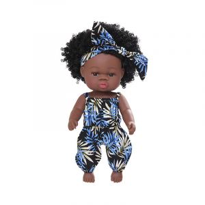 13" en Vinyle Souple Bébé Africain Poupée de jeune Fille (Peau Noire Style 4) avec Ethnique et de Genre de Fonctionnalités pour la Diversité de l'Apprentissage avec les Doux et Confortable Parfum - Neuf