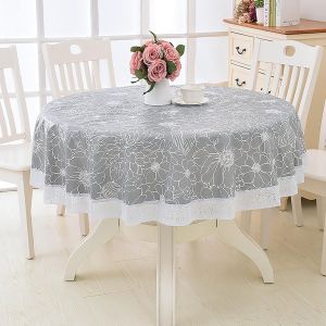 180cm Ronde Pvc Toile Cirée Nappe De Dentelle Florale Modèle Imperméable, Résistant Aux Taches Linge De Table De Salle À Manger De Jardin Cafe Partie - Neuf