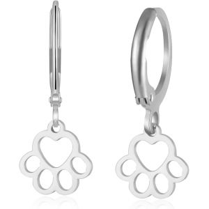Kal-Boucles D'oreilles Pendantes En Acier Inoxydable Avec Empreintes De Pattes De Chat Et De Chien Boucles D'oreilles Pendantes Tendance Pour Femmes Et Adolescentes - Neuf