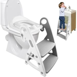 Chenquansarl-Gris Reducteur Toilette Enfant, Marche Pied Toilette, Abattant Wc Avec Reducteur Toilette Enfant, Abattant Wc Enfant, Rehausseur Toilette Bebe Wc Enfant, Adaptateur Wc Pour Enfant - Neuf