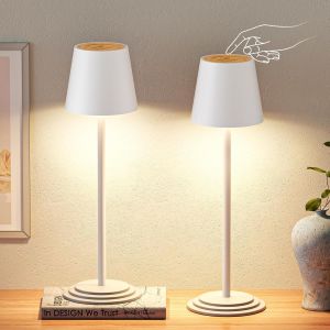 2 Pack Wireless Touch Table Lamp, Dimmable 256 Rgb Colors, Bedside Lamp With Ip44 Waterproof For Outdoor Use - Neuf