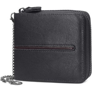 Portefeuille Homme Cuir Rfid Blocage Porte-Monnaie Avec Fermeture &Eacute;clair,9 Fentes Pour Cartes, 2 Compartiments &Agrave; Billets, 1 Poche &Agrave; Monnaie, 1 Emplacement Photo (Noir) - Neuf