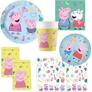 Mevronisshop-10215314dy - Set De F&ecirc;te Peppa Pig, 46 Pi&egrave;ces De Vaisselle Jetable Pour Anniversaire D'enfant Et F&ecirc;te &Agrave; Th&egrave;me, D&eacute;coration De Table, Unbekannt - Neuf