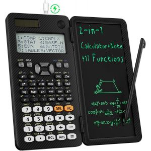Calculatrices scientifiques pour &eacute;tudiants 991ES Calculatrices de bureau 4 lignes avec tablette d'&eacute;criture LCD effa&ccedil;able, alimentation par batterie solaire avec bloc-notes calculatrice pour - Neuf