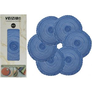 Eryi-Lot De 6 Sets Table Dessous Tapis, Tapis Tissé Résistant À La Chaleurtapis De Salle À Manger En Dentellelavable Antidérapant Rond Table Pad Euro Tissé À La Main (Blue, 38cm) - Neuf