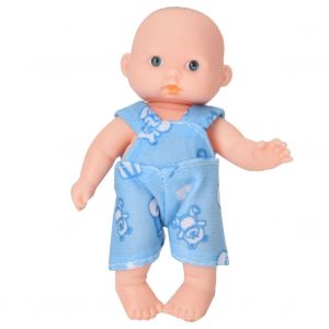 Poupee bebe en vinyle souple haute simulation avec vetements, jouet de bain pour nouveau-ne endormi (bleu) - Neuf