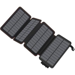 Chargeur Solaire 25000mah - Portable Batterie Externe Avec 4 Panneaux Imperméable Power Bank Avec 3 Usb Outdoor Camping Pour Téléphone Tablettes Noir - Neuf