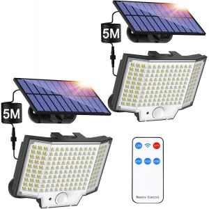 Dgbcz-Lampe Solaire Exterieur Jardin 2unité Ip65 Capteur 270° 3modes Lumiere Solaire Exterieur Lampe Solaires Eclairage Projecteur Luminaire Exterieurs Spot Porche Garage - Neuf