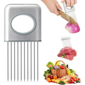Upgraded Onion Holder Slices Onion Slices Stainless Steel Onion Slicer Onion Cutter Vegetable Cutter Tool for Meat Potato Tomato - Neuf