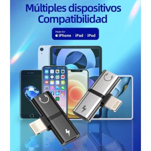 Lightning Earphone Adapter (2 Pack) For Iphone 14 13 12 Charger Cable Audio Jack Adapter Mfi Certified For Apple Microphone Connector Headphone Car Auxiliary Accessories Dual For Ipad - Neuf