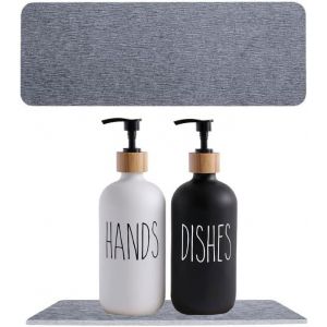 TIANYI-2 Pièces Plateau en Pierre Absorbant l'eau, Pierre Diatomite Evier Porte Savon en Diatomite Tapis de Séchage Vaisselle Absorbant pour Salle de Bain, Cuisine, Tasses, Brosse à Dents (Gris foncé - Neuf