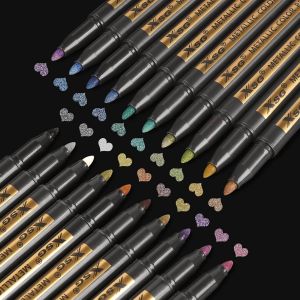 Xsg Lot De 20 Marqueurs Permanents Métalliques À Pointe Fine Pour Papier Noir, Peinture Sur Roche, Fabrication De Cartes, Album Photo, Scrapbooking, Métal, Bois, Céramique, Verre[Z1546] - Neuf
