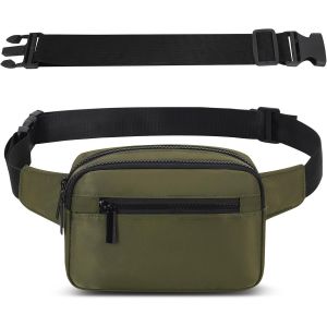 KALANKA-Sac Banana Femme Homme Sacoche Ville avec Ceinture Réglable Imperméable Sac à Taille avec 4 Poches pour Randonnée Cyclisme Balade Ville Festival Vacances Voyage Camping Outdoor Sport (Vert) - Neuf
