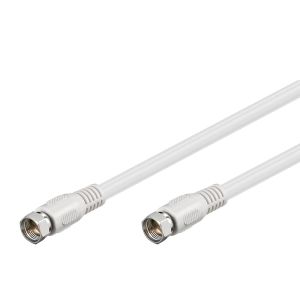 C&acirc;ble de raccordement satellite, c&acirc;ble d'antenne, c&acirc;ble coaxial, prise F sur prise F, blindage double, 1,5m, 80 dB, blanc - Neuf