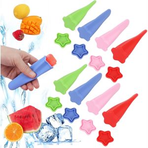 Eryi-Ensemble De 8 Moule À Glace, Moule Glace Silicone Batonnet, Réutilisable, Colorés, Moule Glace Bebe, Pour Diy Sorbet Yaourts - Neuf