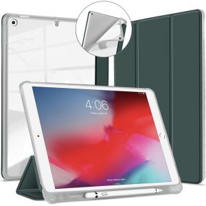 Kal-Coque Pour Ipad 10,2 Pouces 9ème Génération 2021, Ipad 8ème Génération 2020, Ipad 7ème Génération 2019 Étui Avec Porte Pencil, Slim Léger Housse Case Cover Arrière En Tpu Souple, Vert Foncé - Neuf