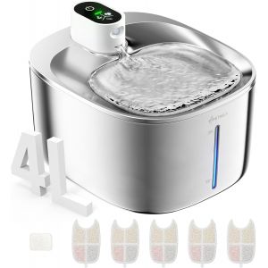 Fontaine A Eau Chat Inox Sans Fil En Acier, 4l Fontaine Pour Chat Avec Capteur Automatique, Ultra Silencieux Avec Batterie 4000 Mah, Fs10pro - Neuf