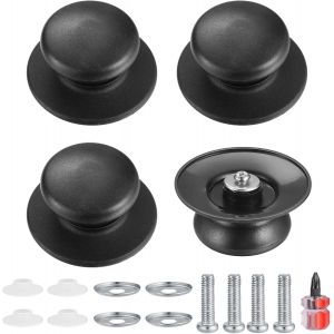 Paquet De 4 Casserole Couvercle Boutons,Boutons De Couvercle De Pot,Ustensiles De Cuisine Remplacement Boutons Universelle,Bouchons Poign&eacute;es De Rechange-Noir - Neuf
