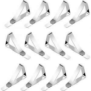 Lot de 12 pinces &agrave; nappe en acier inoxydable pour pique-nique et activit&eacute;s de plein air - Neuf