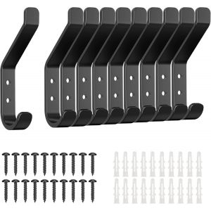 Jexnovashop-10 Pi&egrave;ces Patere Murale, Visser Pour Panneaux Acoustiques, Pat&egrave;res Murales, Crochet Porte Manteau Pour Salle De Bain, Chambre, Porte, Placard (Noir(10 Pi&egrave;ces)) - Neuf