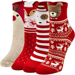 Jgd-Lot De 4 Paires De Chaussettes De No&euml;l Douillettes Pour Femme - Chaussettes De No&euml;l Moelleuses - Cadeau De No&euml;l Pour Femme 39-42 - Neuf