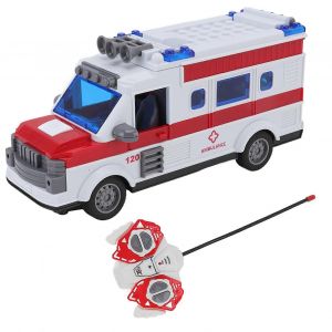 Remote Control Ambulance Children's Toys Four Way with Lights Remote Control Ambulance Boy Simulation Model Toy Car - Neuf