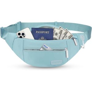 RFCBC-Grand Sac Banane pour Femme et Homme, Sac Banane avec Prise Casque et 4 Poches zippées, Ceinture réglable pour Le Cyclisme, la Course, Le Jogging, Les Voyages, l'extérieur - Neuf