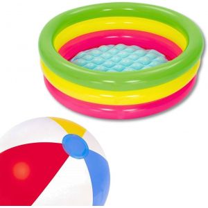 Cap-® Set De Piscine Pour Anneaux Gonflables 70 X 24 Cm Multi Couleurs ¿ Boule Gonflable 51 Cm + Bandeau En Cadeau Couleurs Assorties - Neuf