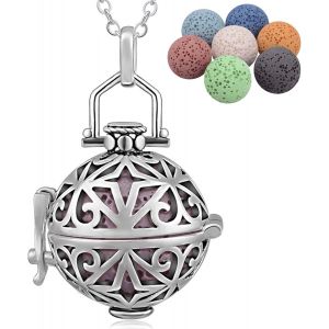 Colliers Longs Pour Femme, Diffuseur D'aromath&eacute;rapie Pour Huiles Essentielles Pendentif Attrape R&ecirc;ves Plaqu&eacute; Argent Diffuseur Boh&egrave;me Cadeau D'anniversaire Pour Vos Femmes - Neuf