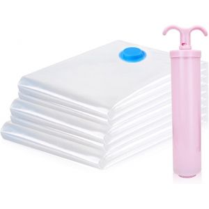 SJZG-Lot De 5 Sacs De Rangement Sous Vide R&eacute;utilisables Avec Pompe &Agrave; Main, Sacs De Compression Sous Vide Pour V&ecirc;tements, Couvertures, Couette (Style 1) - Neuf