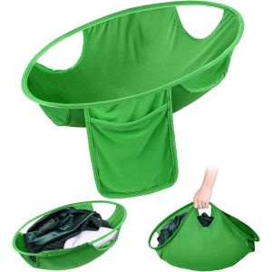 Panier à Linge Pliable - 27'' Vert, Panier à Linge Rétractable Portable, Panier de Rangement à Linge Pliable, Paniere a Linge Sale, Sac à Linge Panier à Linge Pliable - Neuf
