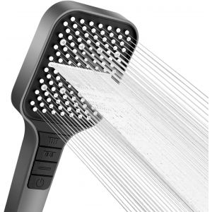 Pommeau de Douche 7 Types de Jets Avec Bouton D'arrêt,Économe en Eau,Réglage D'une Seule Main,Buse en Silicone Anti-bourrage,Grand Format Augmentant la Pression - Neuf