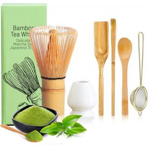 Kalanka-Lot De 6 Fouets À Matcha - Accessoires Japonais Pour La Cérémonie Du Matcha Avec Cuillère À Matcha, Cuillère À Café Traditionnelle, Cuillère À Café, Passoire À Thé, Porte-Pinceau À Thé En - Neuf