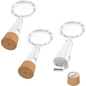 TRAHOO-Guirlande Lumineuse Bouteille, Lumi&egrave;res LED Rechargeables USB avec Bouchon, Fairy Lights pour Vin, D&eacute;coration No&euml;l 2025 - Neuf